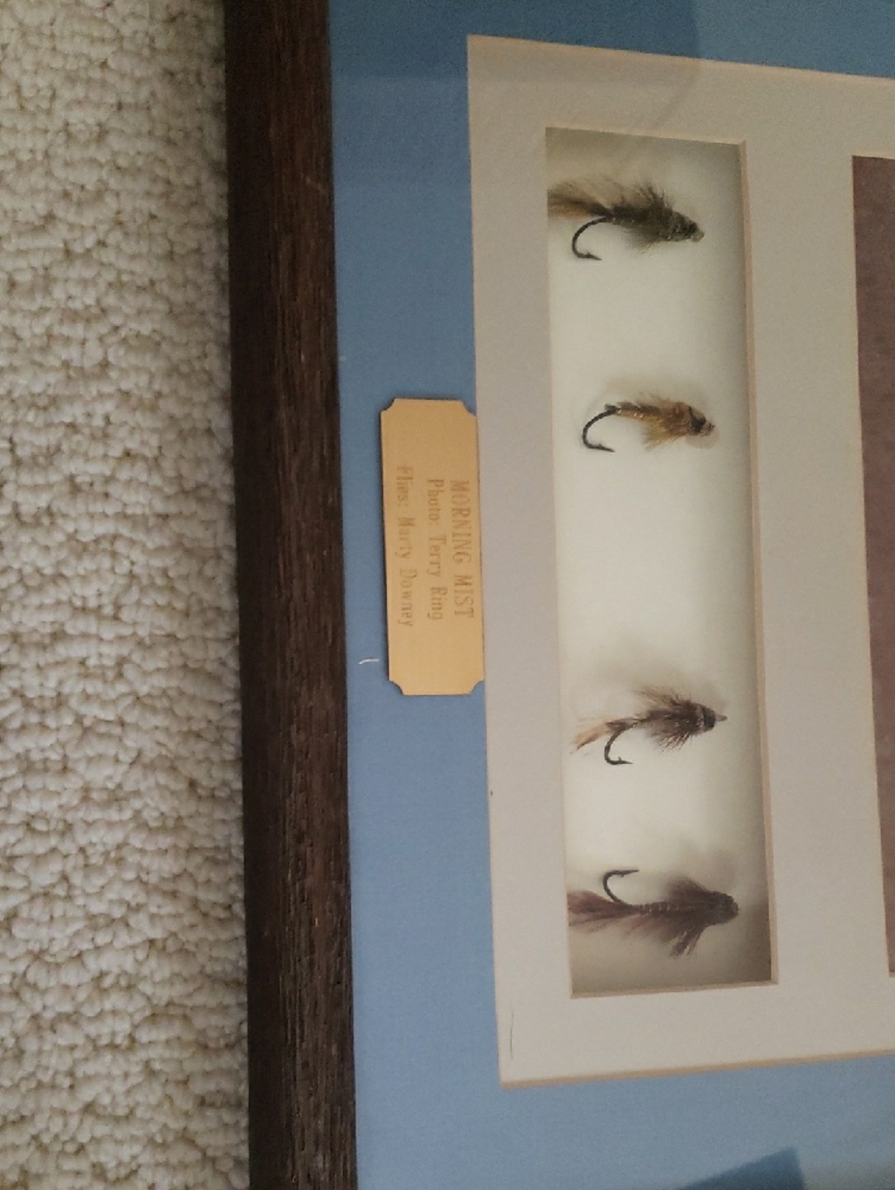 "Morning Mist" By Terry Ring with Fly Lures By Marty Downey In Rustic Frame - Picture 3 of 4